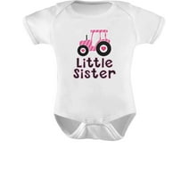 Tstars Baby Girl Bodysuit - "Little Sister" Tractor-Themed Design: Ideal Baby Shower Gift, Perfect for Tractor-Loving Little Sisters - Adorable Newborn Clothes for Little Farm Girls