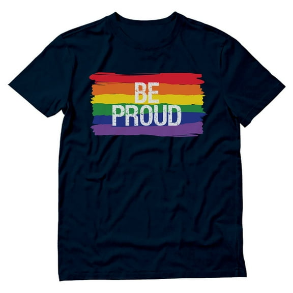 Tstars Be Proud LGBTQ Pride Parade Men's T-Shirt - Rainbow Flag Tee Supporting Gay and Lesbian Rights - Unique Gift for Husband - High Quality, Comfortable Cotton Shirt