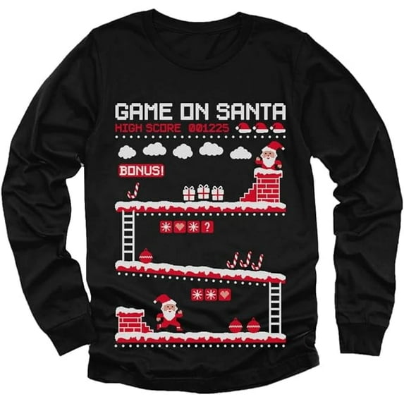 Tstars Big Boys Ugly Christmas Video Game on Santa 8bit Gamers Holiday Funny TShirt