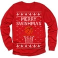 thumbnail image 1 of Tstars Big Boys Unisex Ugly Christmas Merry Swishmas Basketball T-Shirt, 1 of 6
