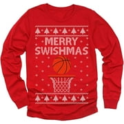 Tstars Big Boys Unisex Ugly Christmas Merry Swishmas Basketball T-Shirt