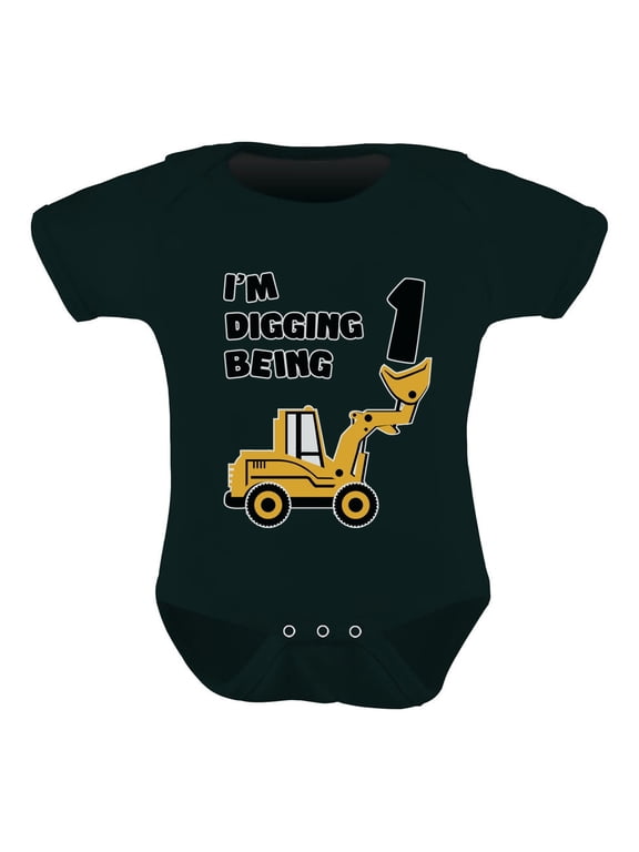 Boys 1st Birthday Gift Birthday Gift for 1 Year Old Bulldozer Construction Birthday Gifts for Baby Boy Birthday Party Birthday Outfit Infant Baby Boy B Day Baby Shower Bodysuit