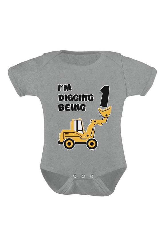 Boys 1st Birthday Gift Birthday Gift for 1 Year Old Bulldozer Construction Birthday Gifts for Baby Boy Birthday Party Birthday Outfit Infant Baby Boy B Day Baby Shower Bodysuit