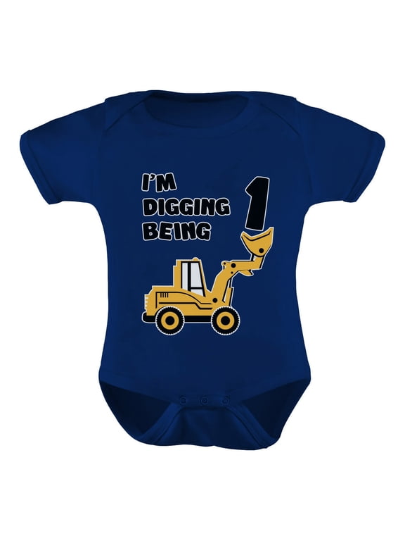 Boys 1st Birthday Gift Birthday Gift for 1 Year Old Bulldozer Construction Birthday Gifts for Baby Boy Birthday Party Birthday Outfit Infant Baby Boy B Day Baby Shower Bodysuit