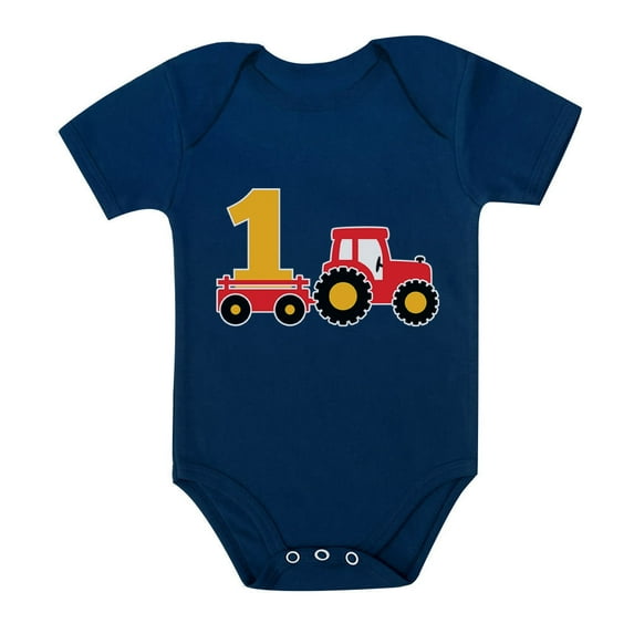 Tstars Boys 1st Birthday Gift - Adorable Tractor Themed Baby Bodysuit: Perfect Gift for One-Year-Old Birthday Boy, Comfortable & Easy to Wear