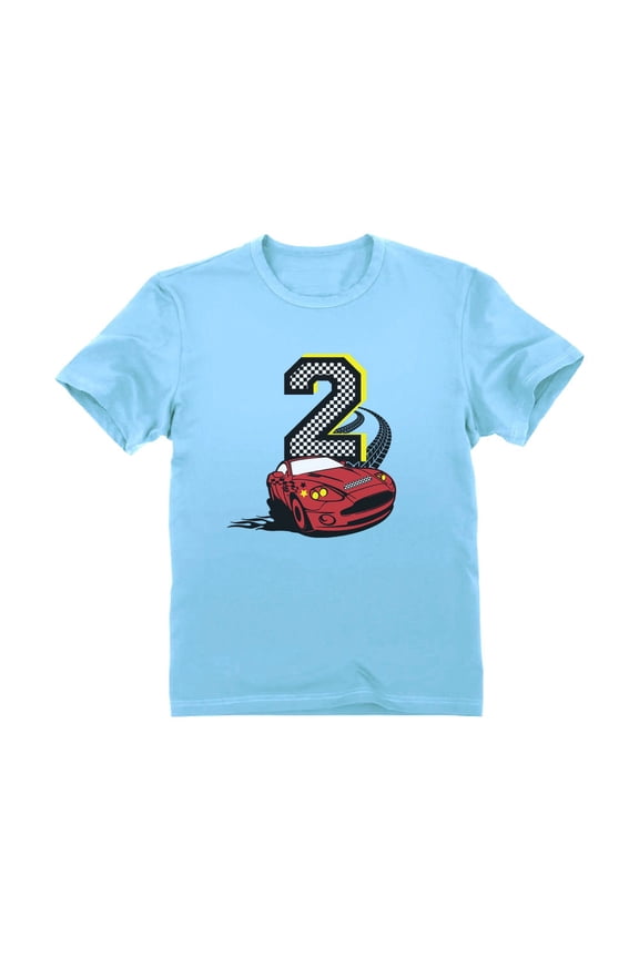 Boys 2nd Birthday Gift Birthday Gift for 2 Year Old Graphic Tee Race Car Birthday Party Tshirt Birthday Shirts for Baby Boy B Day Toddler Kids T Shirt