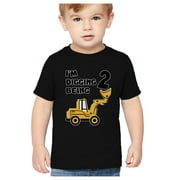 Tstars Boys 2nd Birthday Gift Tshirt - Two Handsome Bulldozer Construction Design - Perfect for the 'Two Wild' Two-Year-Old - Ideal Kids Wear for All Occasions