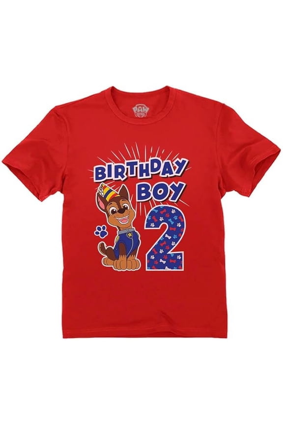 Nickelodeon Paw Patrol Chase Boys 2nd Birthday T-Shirt - Toddler Size - 2T, Red