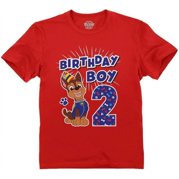 Tstars Nickelodeon Paw Patrol Chase Boys 2nd Birthday T-Shirt - Toddler Size - 3T, Red