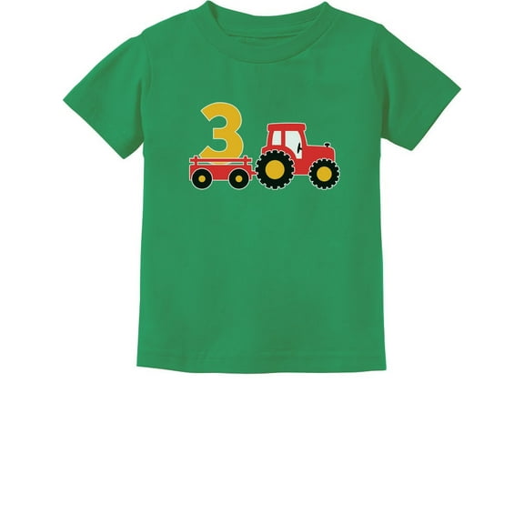 Tstars Boys 3rd Birthday Construction T-shirt - Toddler's Perfect Gift - Birthday Party Graphic Tee - Celebrate Three Years with Fun Tractor Print - Durable Kids Shirt - Truck-Themed Birthday Apparel