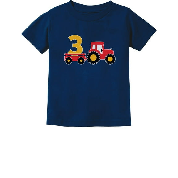 Tstars Boys 3rd Birthday Construction T-shirt - Toddler's Perfect Gift - Birthday Party Graphic Tee - Celebrate Three Years with Fun Tractor Print - Durable Kids Shirt - Truck-Themed Birthday Apparel