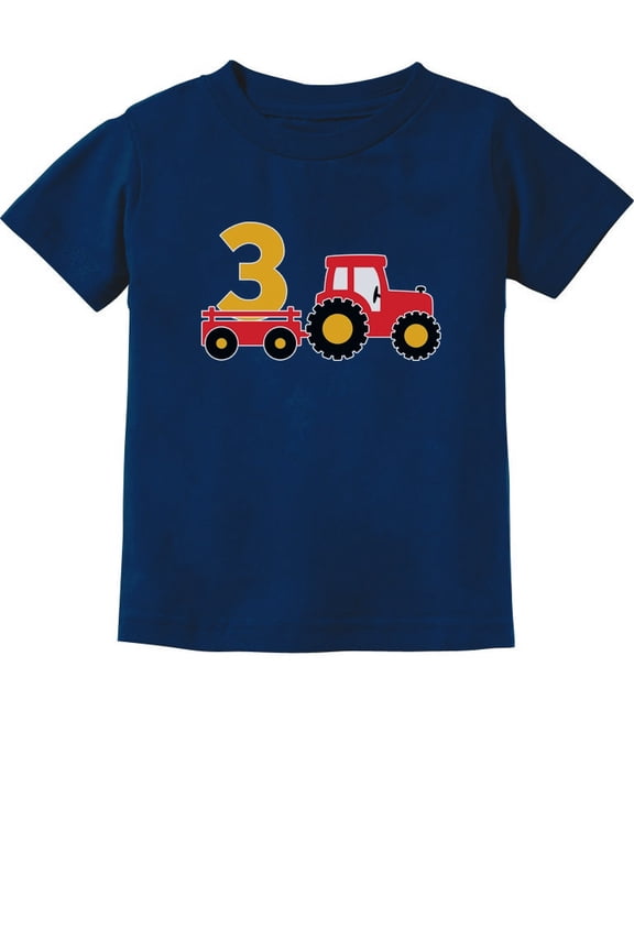 Boys 3rd Birthday Construction T-shirt - Toddler's Perfect Gift - Birthday Party Graphic Tee - Celebrate Three Years with Fun Tractor Print - Durable Kids Shirt - Truck-Themed Birthday Apparel