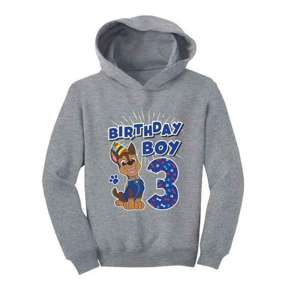 Tstars Boys 3rd Birthday Gift Birthday Gift for 3 Year Old Official Paw Patrol Chase Birthday Shirts for Boy B Day Birthday Party Toddler Hoodie