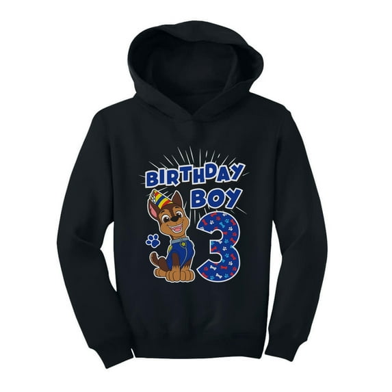 Tstars Boys 3rd Birthday Gift Birthday Gift for 3 Year Old Official Paw Patrol Chase Birthday Shirts for Boy B Day Birthday Party Toddler Hoodie