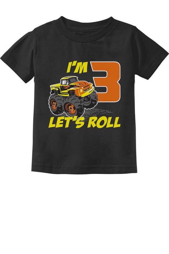 Boys' 3rd Birthday T-Shirt - Fun Truck Graphic Tee - Size 2T - Black