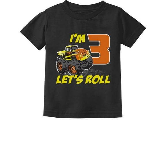 Tstars Boys' 3rd Birthday T-Shirt - Fun Truck Graphic Tee - Size 2T - Black