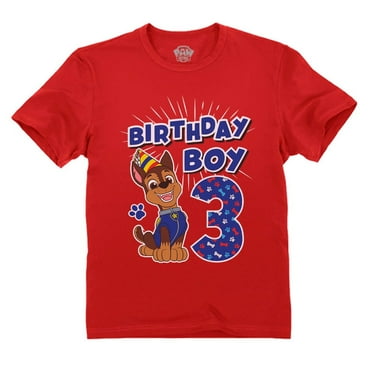Tstars Nickelodeon Paw Patrol Chase Boys' 3rd Birthday T-Shirt - Fun Toddler Gift - 4T, Red