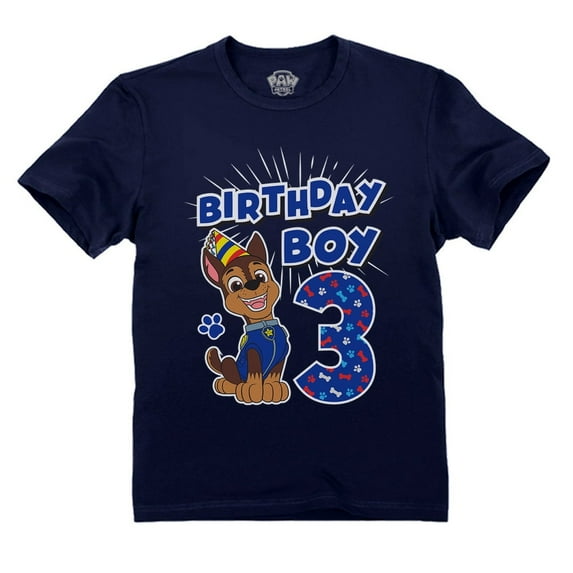 Tstars Nickelodeon Paw Patrol Chase Boys' 3rd Birthday T-Shirt - Fun Toddler Gift - 5-6, Blue