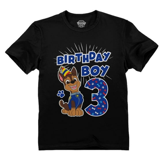 Tstars Nickelodeon Paw Patrol Chase Boys' 3rd Birthday T-Shirt - Fun Toddler Gift - 5-6, Black