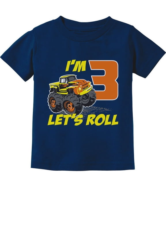 Boys' 3rd Birthday T-Shirt - Fun Truck Graphic Tee - Size 5-6 - Navy