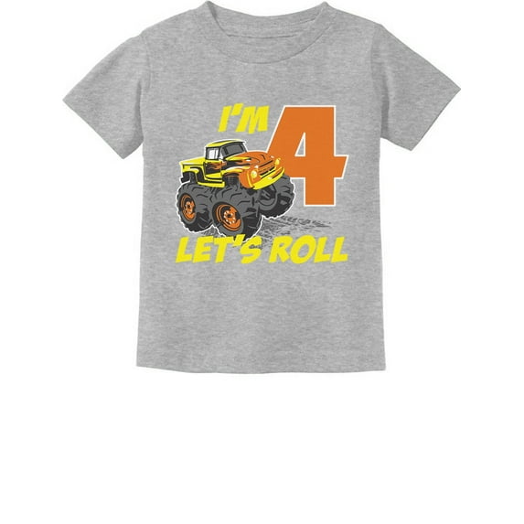 Tstars Boys 4th Birthday Truck T-Shirt - Perfect Birthday Gift for 4 Year Old - Toddler Kids Graphic Tee - Boy Birthday Party Apparel - Fun and Stylish B-Day Celebration Outfit