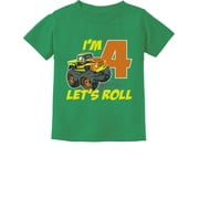 Tstars Boys 4th Birthday Truck T-Shirt - Perfect Birthday Gift for 4 Year Old - Toddler Kids Graphic Tee - Boy Birthday Party Apparel - Fun and Stylish B-Day Celebration Outfit