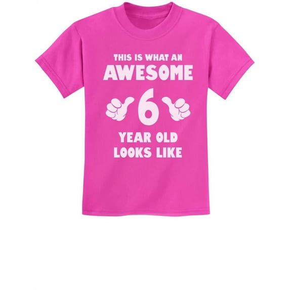 Tstars Boys' 6th Birthday T-Shirt - Awesome 6-Year-Old Graphic - Youth Party Gift - Size XL - Pink