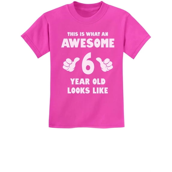 Tstars Boys' 6th Birthday T-Shirt - Awesome 6-Year-Old Graphic - Youth Party Gift - Size XS - Pink