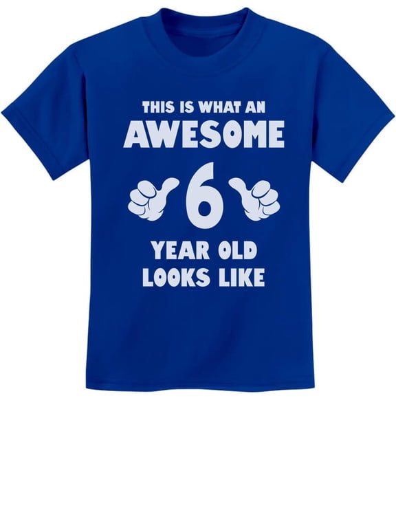 Boys' 6th Birthday T-Shirt - Awesome 6-Year-Old Graphic - Youth Party Gift - Size S - Blue