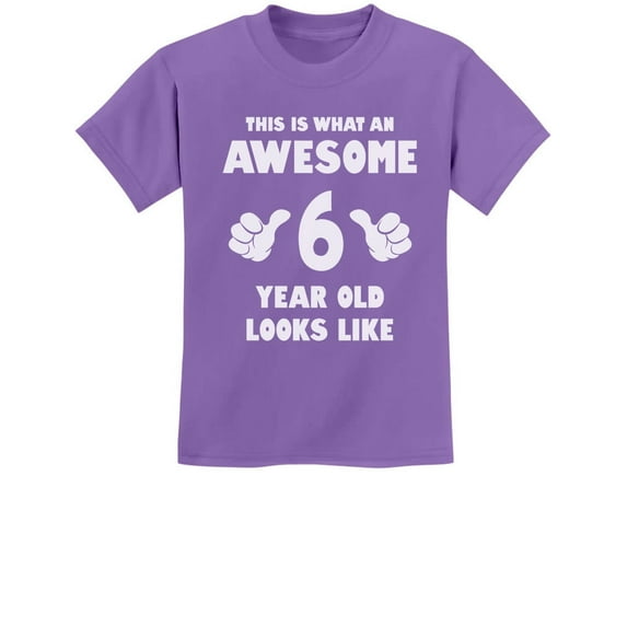 Tstars Boys' 6th Birthday T-Shirt - Awesome 6-Year-Old Graphic - Youth Party Gift - Size M - Purple