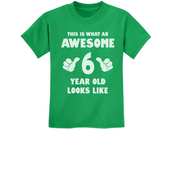 Tstars Boys' 6th Birthday T-Shirt - Awesome 6-Year-Old Graphic - Youth Party Gift - Size M - Green
