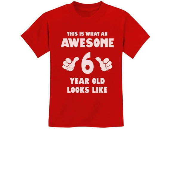 Tstars Boys' 6th Birthday T-Shirt - Awesome 6-Year-Old Graphic - Youth Party Gift - Size XS - Red