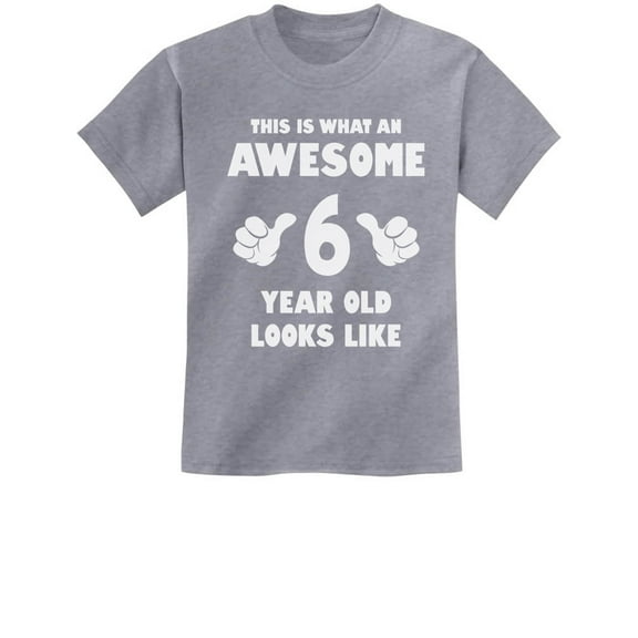 Tstars Boys' 6th Birthday T-Shirt - Awesome 6-Year-Old Graphic - Youth Party Gift - Size M - Gray