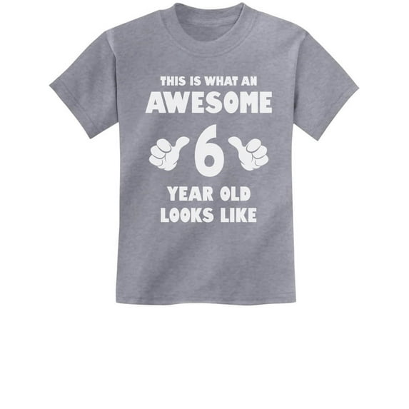 Tstars Boys' 6th Birthday T-Shirt - Awesome 6-Year-Old Graphic - Youth Party Gift - Size M - Gray