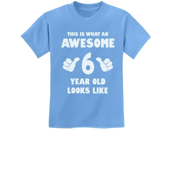 Tstars Boys' 6th Birthday T-Shirt - Awesome 6-Year-Old Graphic - Youth Party Gift - Size S - California Blue