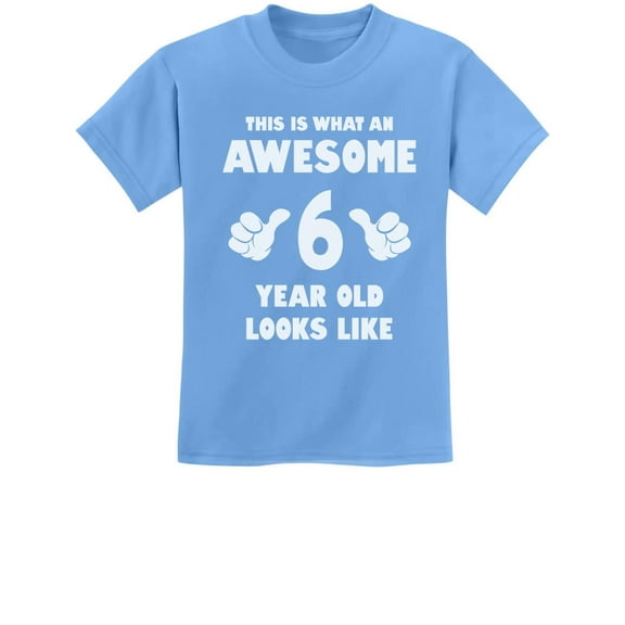 Tstars Boys' 6th Birthday T-Shirt - Awesome 6-Year-Old Graphic - Youth Party Gift - Size S - California Blue