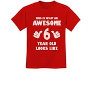 Tstars Boys 6th Birthday Unisex Kids T-Shirt - Humorous Awesome 6-Year-Old - Graphic Print - Comfortable Cotton Tee - Ideal Boys' Birthday Party Gift - Vibrant Celebration Apparel