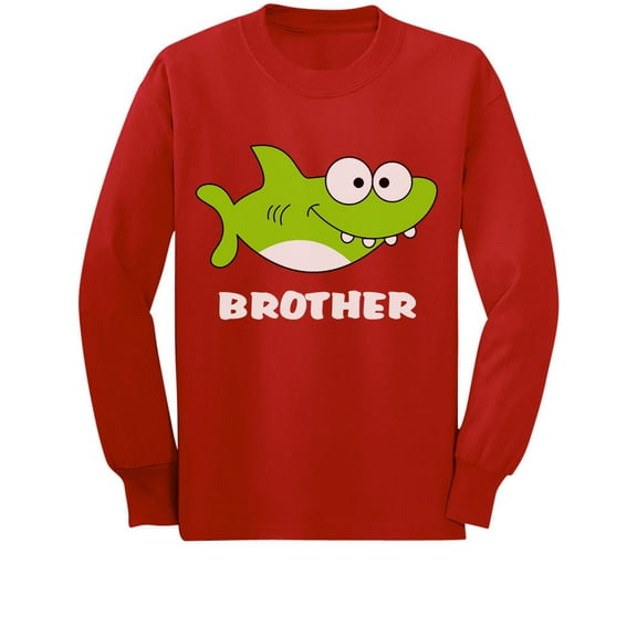 Tstars Boys Big Brother Shirt Gift for Big Brother Shark Shirt for Brother Toddler Kids Birthday Pregnancy Announcement Graphic Tee Big Bro Gifts for Brother Long Sleeve T Shirt