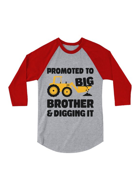 Boys Big Brother Shirt Gift for Big Brother Tractor Promoted to Big Brother Birthday Baby Shower Pregnancy Announcement Big Bro Gifts for Brother 3-4 Sleeve Baseball Jersey Toddler Shirt