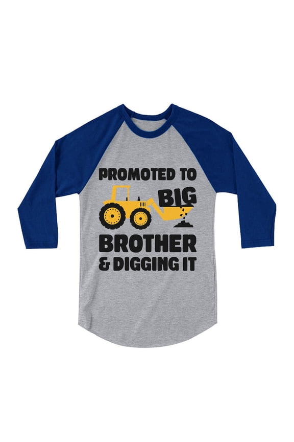 Boys Big Brother Shirt Gift for Big Brother Tractor Promoted to Big Brother Birthday Baby Shower Pregnancy Announcement Big Bro Gifts for Brother 3-4 Sleeve Baseball Jersey Toddler Shirt