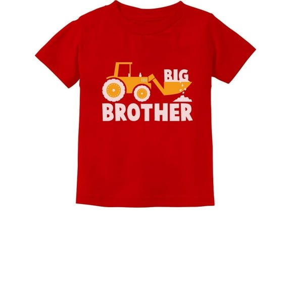 Tstars Boys' Big Brother T-Shirt - Tractor Loving Toddler Shirt - Pregnancy Reveal - Size 2T - Red