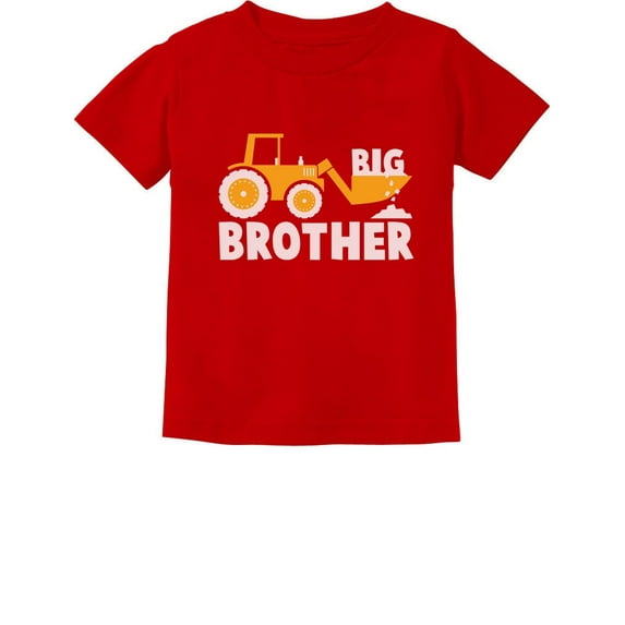 Tstars Boys' Big Brother T-Shirt - Tractor Loving Toddler Shirt - Pregnancy Reveal - Size 4T - Red