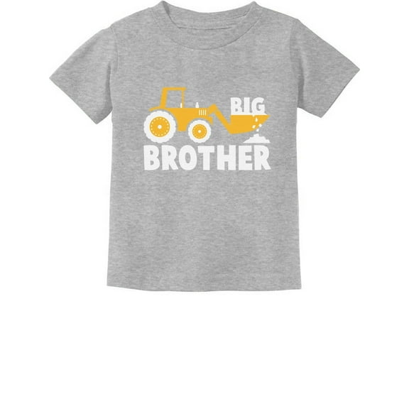 Tstars Boys' Big Brother T-Shirt - Tractor Loving Toddler Shirt - Pregnancy Reveal - Size 4T - Gray