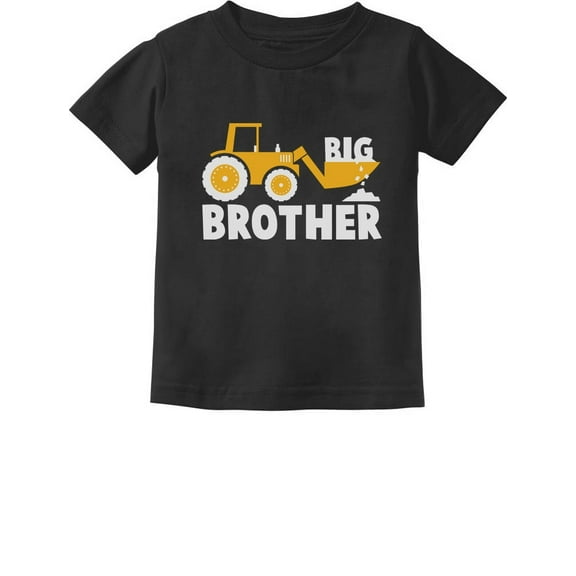 Tstars Boys' Big Brother T-Shirt - Tractor Loving Toddler Shirt - Pregnancy Reveal - Size 4T - Black