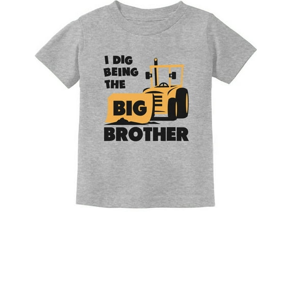 Tstars Boys' Big Brother Shirt - Tractor-Themed Graphic Tee - Perfect Sibling Gift for Pregnancy Announcements and Birthdays - Fun and Comfortable Kids Apparel - 18M Gray