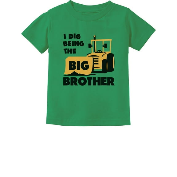 Tstars Boys' Big Brother Shirt - Tractor-Themed Graphic Tee - Perfect Sibling Gift for Pregnancy Announcements and Birthdays - Fun and Comfortable Kids Apparel - 18M Green