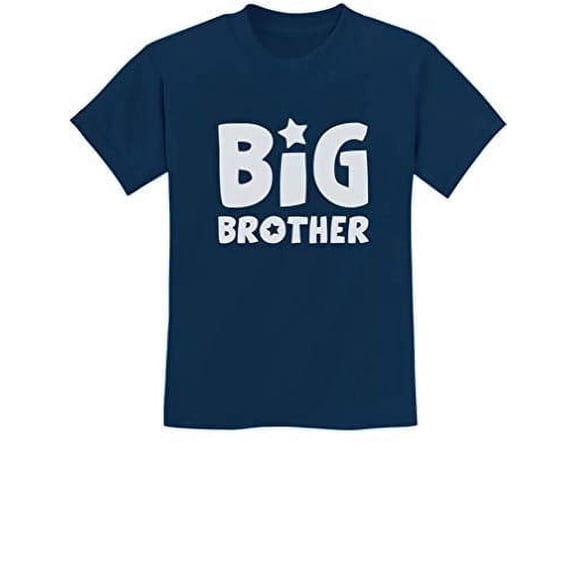 Tstars Boys' Big Brother T-Shirt - Elder Sibling Gift - Pregnancy Announcement - L, Navy