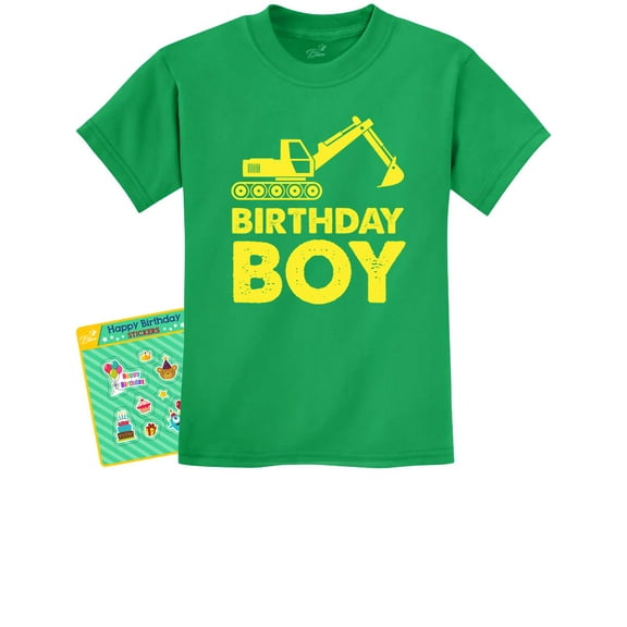 Tstars Boys Birthday T-Shirt - Yellow Tractor Bulldozer Graphic Tee - Perfect for Construction Theme Parties - Unique B-Day Gift for Kids - Exciting and Fun Playtime Apparel - 4T Green