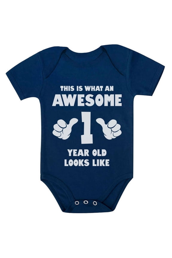 Boys' First Birthday Bodysuit - Cute "One Year Old" Graphic - 1st Birthday Gift - Baby - 3M, Navy