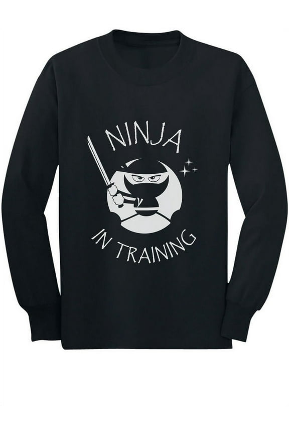 Boys & Girls Martial Arts T-shirt - Little Karate Ninja in Training Tee - Long Sleeve Top for Kids - Perfect for Birthday Party & Casual Wear - Fun Humorous Graphic Children's Clothing -